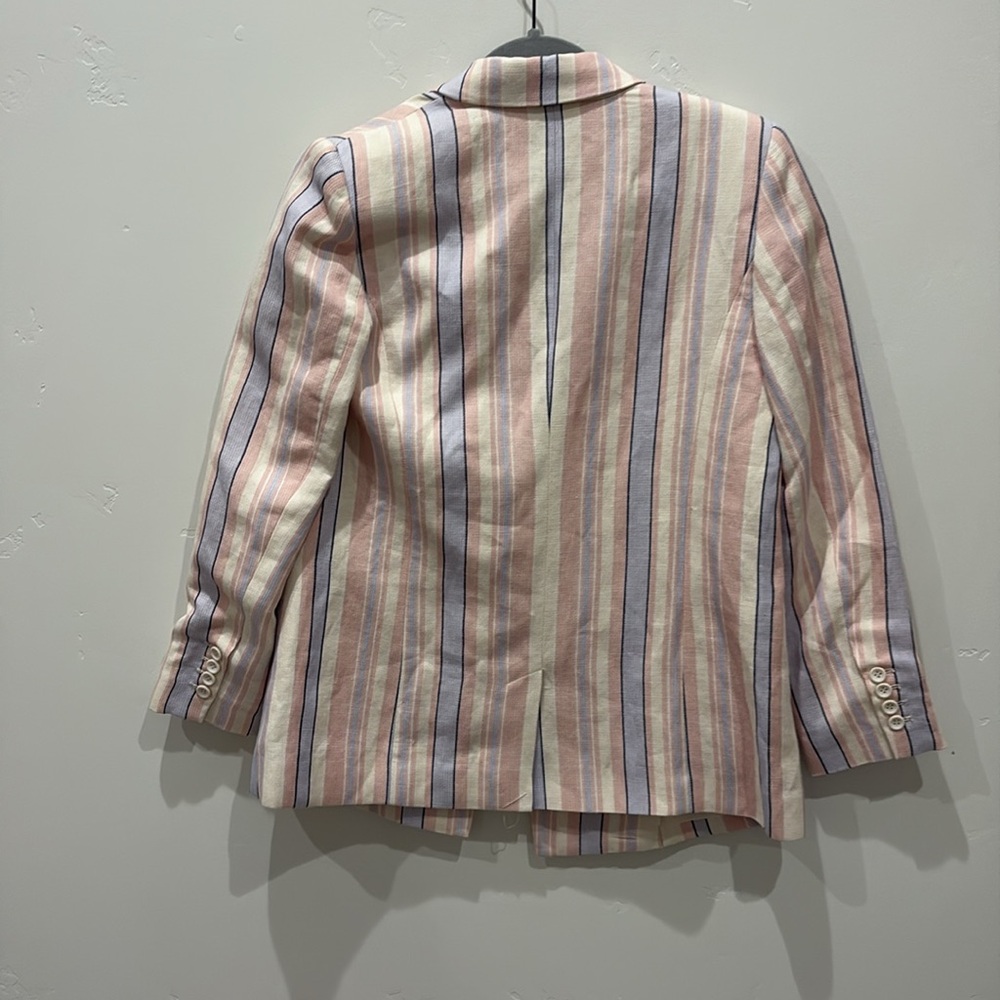 Rebecca Minkoff | Grace Pastel Stripe Linen Blend Blazer 4 - Picture 4 of 6